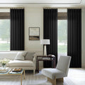 Black Linen Pinch Pleated Curtains 108 Inches Long for Living Room Pleated Drapes Hooks Back Tab Thick Linen Textured Boho Farmhouse Country Extra Long 108 Inch Curtain for Dining Bedroom 1 Panel