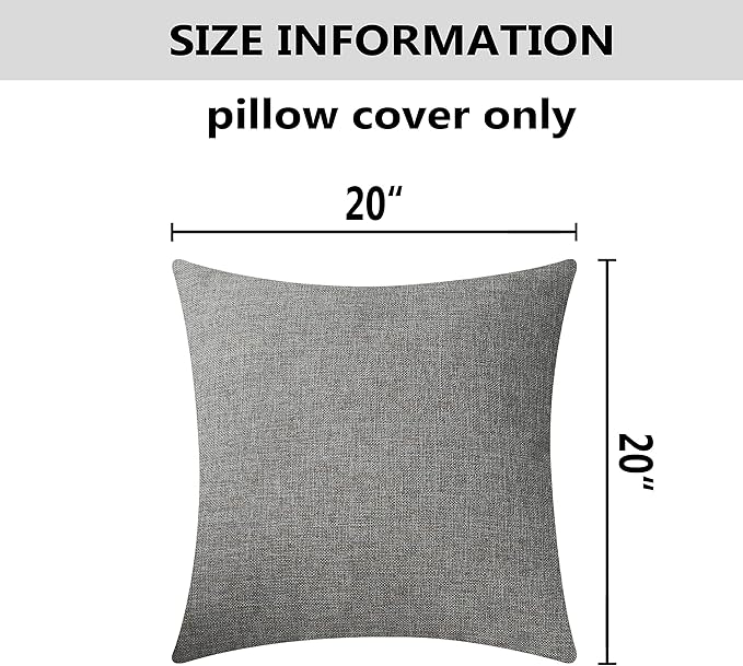 Home Brilliant 2 Pack Textured Linen Throw Pillow Covers Burlap Cushion Covers for Couch Bench Sofa, 20x20 inch(50cm), Dark Grey
