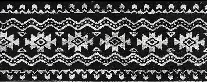 Custom Length Cut to Size Tribal Ethnic Southwestern Inspired Hallway Runner Rug, Non Slip Rubber Backed, 31 inch Wide X Customized Length, Aztec Black, 31 inch X 35 feet