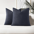 HAUSSY Set of 2 26x26 Decorative Throw Pillow Covers, Soft Cozy Euro Pillow Shams Textured Boucle, Home Decor for Couch Bed Living Room, Navy Blue