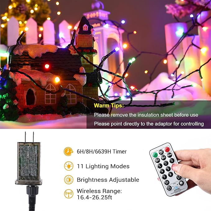 Brizled Christmas String Lights, 279ft 800 LED Color Changing Christmas Lights with Remote, 11 Modes Tree Light Cool White & Multicolor Green Wire Xmas Light Outdoor for Xmas Party Home