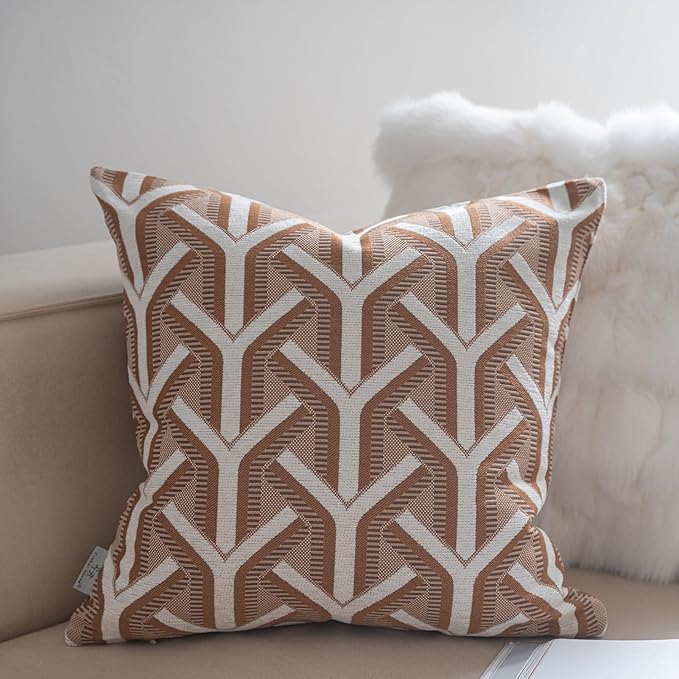 Premium Throw Pillow Covers 18x18 Inches - Tawny Birch Mirage Twig Chenille Jacquard Embroidery Decorative Couch Pillow Covers for Living Room Bedroom Sofa Home Décor
