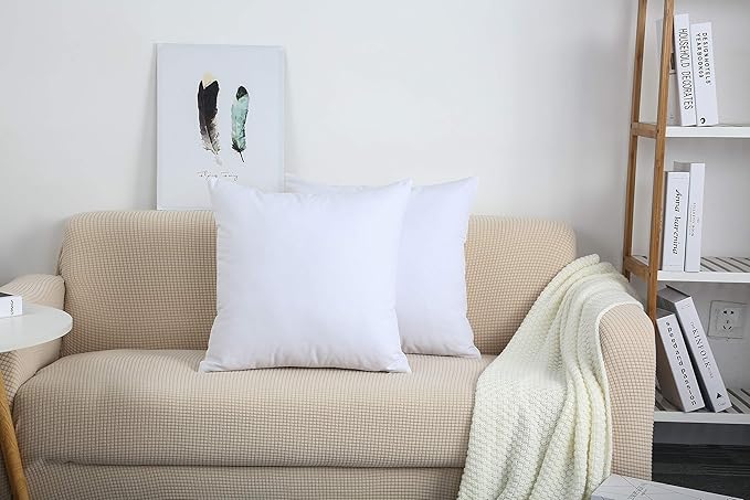 TangDepot Handmade Decorative Solid 100% Cotton Canvas Throw Pillow Covers/Pillow Shams, (28"x28", White)