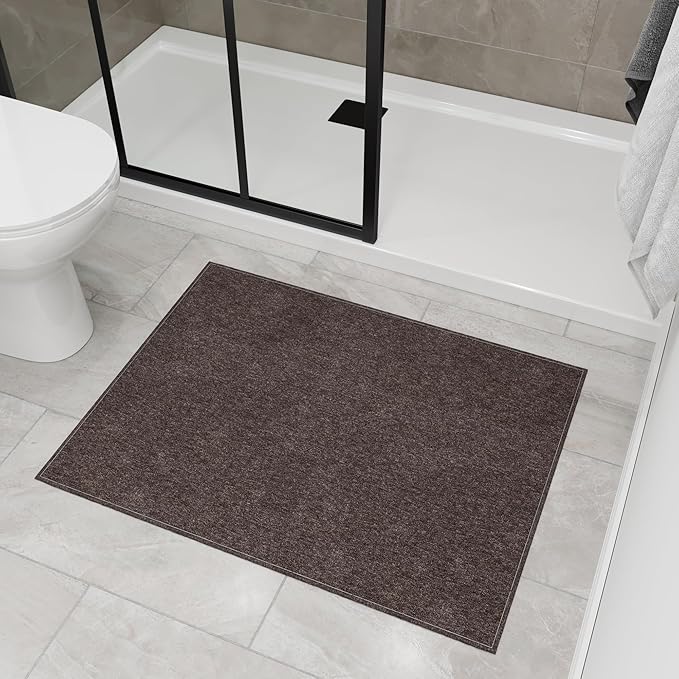 Ottomanson 2'7" x 4' Ultra-Thin Entryway Rug - Durable Non-Slip Mat for High-Traffic Areas - Fits Under Doors for Easy Entry - Ideal for Front Door, Hallway, Kitchen, Bathroom & Mudroom, Brown