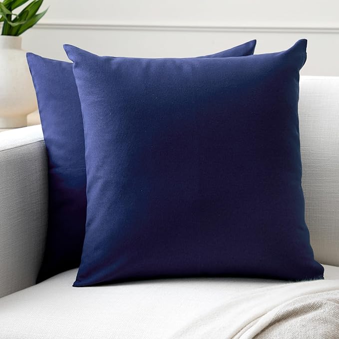 Encasa XO Throw Pillow Covers 18x18 in Set of 2 Scotch Blue | No Inserts | Cotton Pillow Covers for Living Room, Bed, Sofa, Couch | Decorative Cushion Covers with Improved Zippers