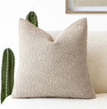 Foindtower Decorative Textured Boucle Throw Pillow Covers Accent Solid Pillow Cases Neutral Soft Cozy Couch Cushion Case for Chair Sofa Bedroom Living Room Home Decor 24 x 24 Inch,Beige Oatmeal