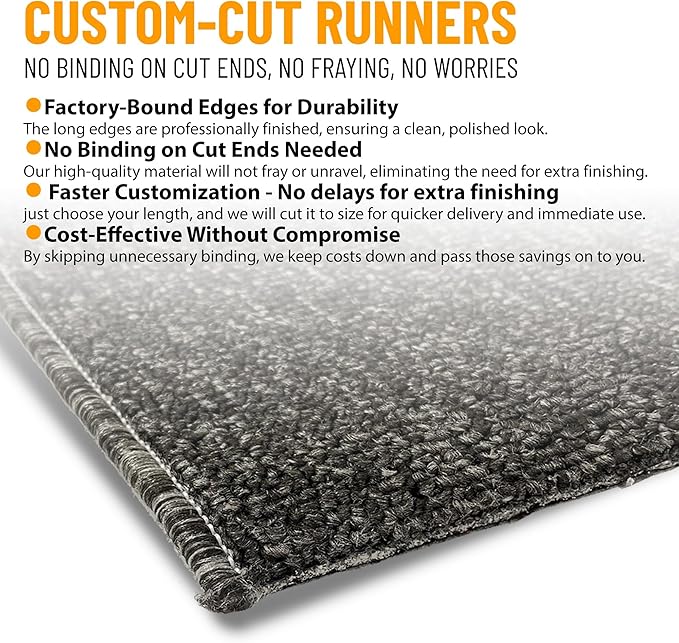 Ottomanson 2' x 16' Ultra-Thin Hallway Runner Rug - Durable Non-Slip Carpet for High-Traffic Areas - Fits Under Doors for Seamless Entry - Ideal for Kitchen, Entryway, Bedroom & Living Room, Black