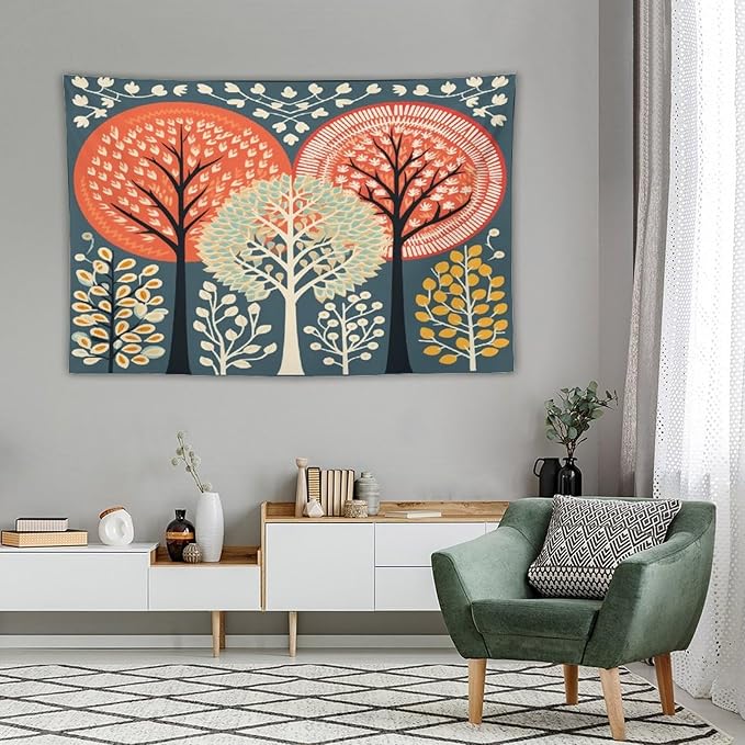 MaSiledy Shabby Chic Trees Tapestry Wall Hanging Fall Autumn Tree Bedroom Tapestries Landscape Tapestry Wall Art for Home Decor 60"x90" Bedroom Xmas Tapestry for Bedroom Christmas Backdrop