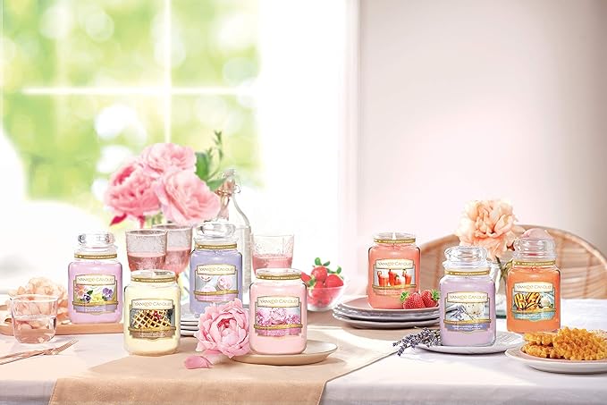 Yankee Candle White Strawberry Bellini Scented, Classic 22oz Large Jar Single Wick Candle, Over 110 Hours of Burn Time