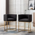 Modern Counter Height Linen Upholstered Bar Stools Set of 2, 24" Kitchen Counter Island Stools Bar Chairs with Gold Metal Frame for Kitchen Island, Charcoal