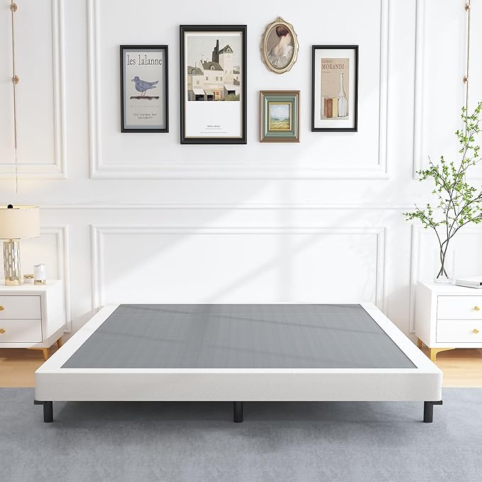 ALDRICH Low Profile Box Spring Queen Size,3 Inch Heavy Duty Metal Box Spring for Queen Bed,Mattress Foundation Non-Slip/No Noise/Easy Assembly (Queen)