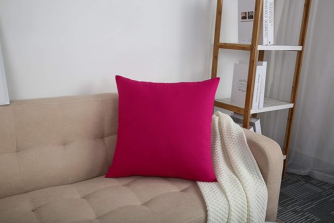 TangDepot Handmade Decorative Solid 100% Cotton Canvas Throw Pillow Covers/Pillow Shams, (28"x28", Brilliant Rose), 1 Count (Pack of 1)