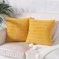 Mustard Yellow Corduroy Decorative Throw Pillow Covers 20x20 Inch Set of 2 Soft Striped Boho Couch Pillow Covers Spring Modern Farmhouse Home Decor for Sofa Neutral Living Room Bed