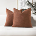 HAUSSY Set of 2 26x26 Decorative Throw Pillow Covers, Soft Cozy Euro Pillow Shams Textured Boucle, Home Decor for Couch Bed Living Room, Rust