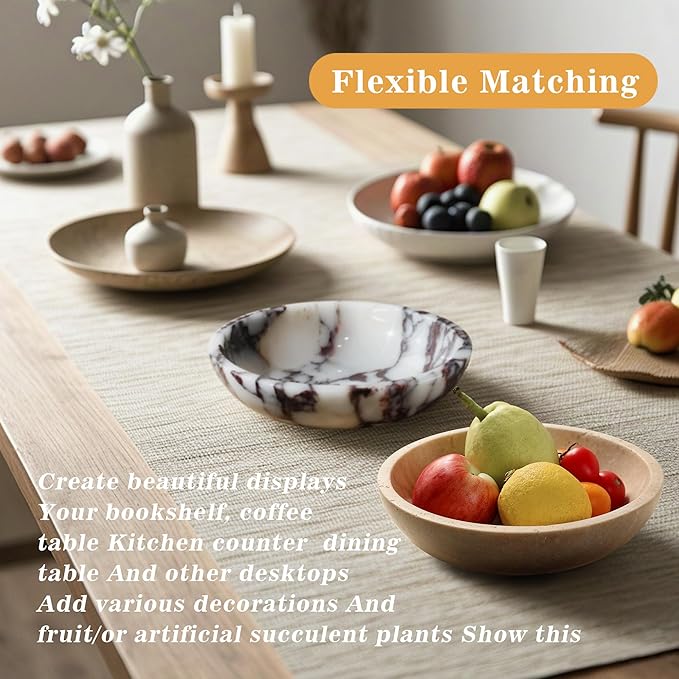 Decorative Bowl for Home Decor – Marble Fruit Bowl, Key Holder Tray with Marble Finish, Entryway Table Organizer, Kitchen Countertop & Coffee Table Centerpiece