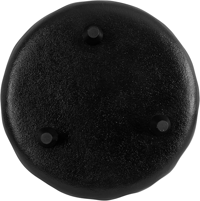 Kate and Laurel Alessia Modern Decorative Scalloped Round Footed Metal Tray; 16 Inch Diameter; Black; Transitional Food-Safe Cast Aluminum Pedestal Tray with Rough Texture and Deckled Edge