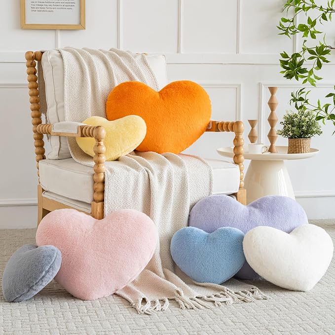 Xiashrk Heart Pillow, Heart Shaped Pillow for Bed Couch, Soft Decorative Heart Throw Pillow, Cute Decorate Pillows, Heart Pillows for Bedroom Living Room (Blue, Medium 15.7"x11.8")