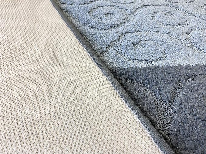 Custom Size Modern Runner Rug Carpet for Hallway Entryway Foyer Kitchen, Slip Resistant Latex Rubber Backed 31 inch Wide X Customized Length, Scroll Grey, 31 inch X 19 feet