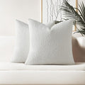 HAUSSY Set of 2 22x22 Decorative Throw Pillow Covers, Soft Cozy Textured Boucle Couch Cases, Home Decor for Couch Bed Living Room, White