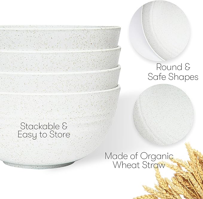 Wheat Straw Dinnerware Sets | Unbreakable Dinnerware Sets | Dishwasher Microwave Safe Dinnerware | Eco Friendly Non Breakable Dinnerware Sets | RV Outdoor Camping (White, Service for 4 (16 pcs))