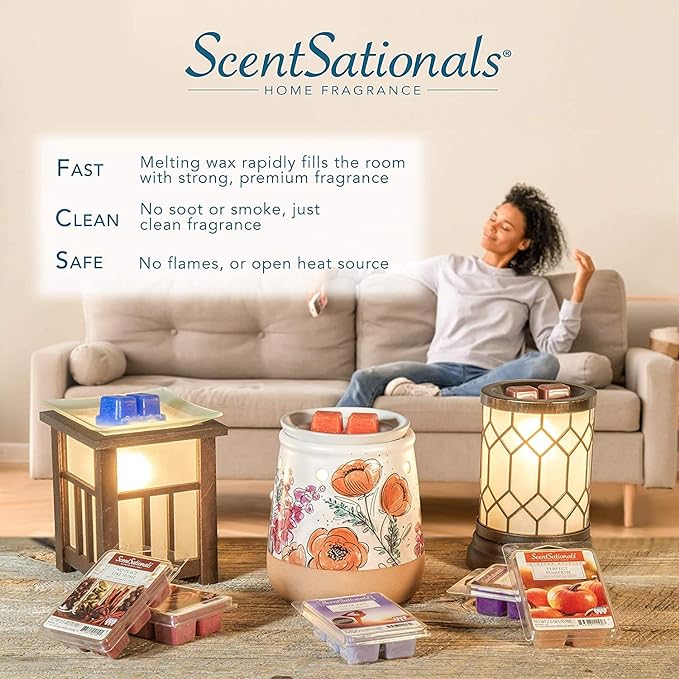 Scentsationals Wax Melt Warmer, for Scented Wax Melts - Christmas Holiday Collection Let It Snow - Fragrance Cubes and Tarts