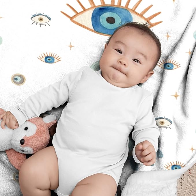 Custom Name Blanket with Evil Eye, Personalized Spiritual Blanket Evil Eye Decor for Car Couch Bedroom,Customized Magic Evil Eye Pattern Home Decor for Men Women,50"x60"-Teens/Travel Size