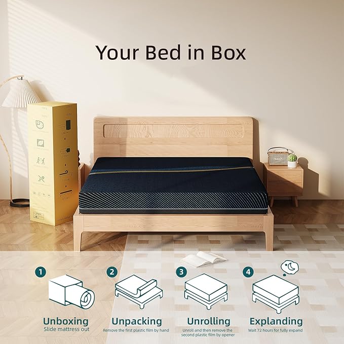 Crystli King Mattress 14 Inch, Gel Memory Foam King Size Mattresses, Activated Charcoal Infused, Medium Firm Bed Mattress in a Box for Pressure Relief, Fiberglass-Free, CertiPUR-US Certified, Black
