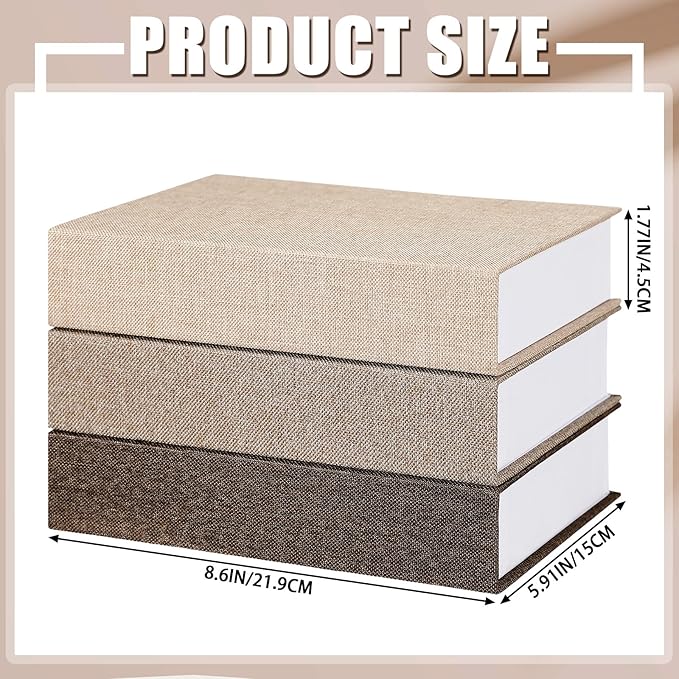 Geyoga 6 Pcs Faux Decorative Books Set for Home Decor Linen Fake Book Storage Box for Coffee Table Bookshelf Mantle Modern Home Decoration Photo Storage DIY Crafts, 8.6 x 6.1 x 1.8 Inch(Coffee Color)