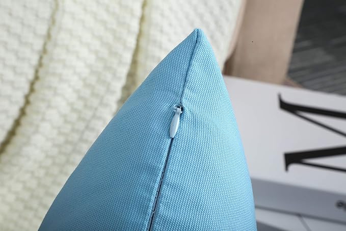 TangDepot Handmade Decorative Solid 100% Cotton Canvas Throw Pillow Covers/Cushion Covers, 45 Colors Available - (18" x18" , Sky Blue, 2 Count (Pack of 1))