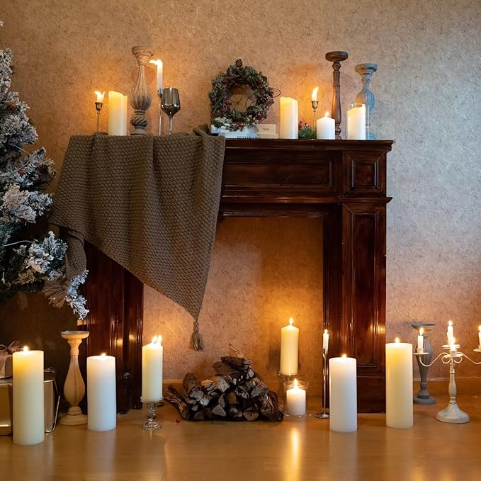 MOZEAL 4" x 12" Extra-Large Red Pillar Candles (Set of 2), Unscented,Dripless, Smokeless,Long Clean-Burning,These Tall 12 inch Large Red Pillar Candles Perfect for Weddings and Christmas Decor