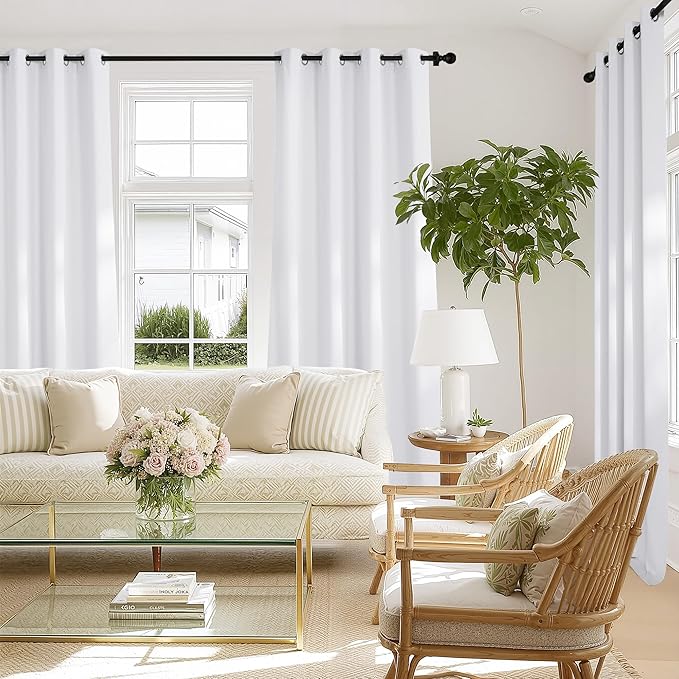 NICETOWN White Blackout 78 inch Curtains for Doorway, Grommet 100% Blackout Curtains Room Darkening Thermal Window Treatments for Bedroom/Living Room, 2 Panels, W52 x L78