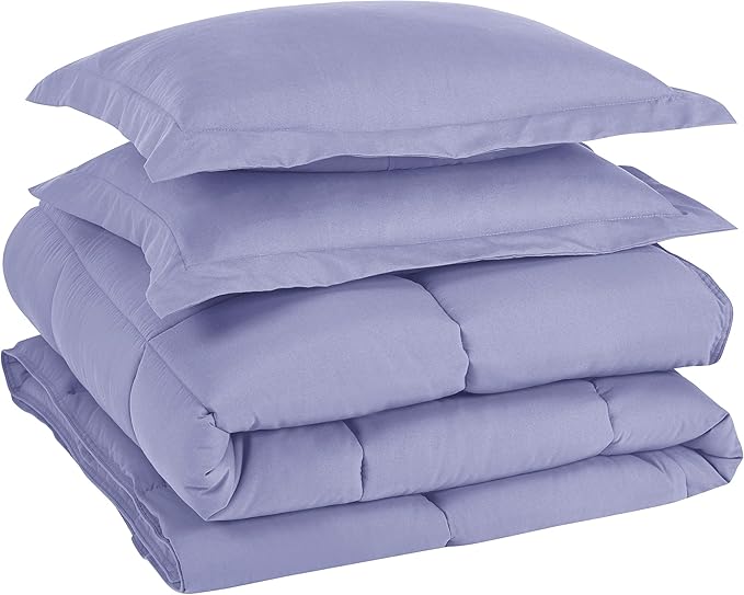 Chezmoi Collection 3-Piece All Season Oversized King Comforter Set Lavender, Soft Quilted Down Alernative Duvet Insert with Corner Tabs, Lightweight Microfiber Bedding, 110 x 96 Inches