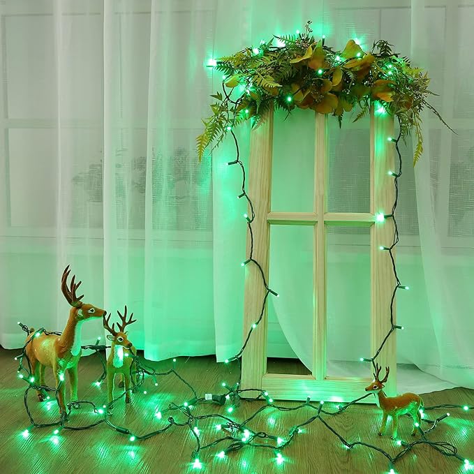 Brizled Green Christmas Lights, 33ft 100 LED 5MM Wide Angle Christmas String Lights, Connectable 120V UL Certified Xmas Tree Light Indoor Outdoor Mini Green Light for Xmas Halloween Tree Party Home