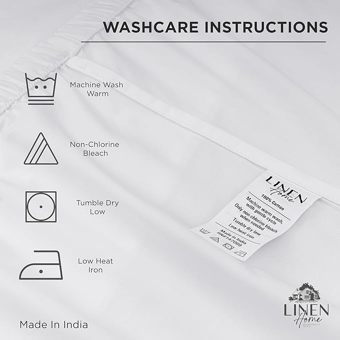 Linen Home 100% Cotton Percale Weave Fitted Sheet, Full Size, Sand Shell, 1 Deep Pocket Fitted Sheet, Fits Mattress Upto 16" Crisp and Cool Strong Bed Linen, 54"X75"+15"