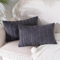 Set of 2 Corduroy Decorative Throw Pillow Covers 12x20 Inch Soft Boho Striped Couch Pillow Covers for Sofa Modern Farmhouse Neutral Home Decor Living Room Bed Dark Grey