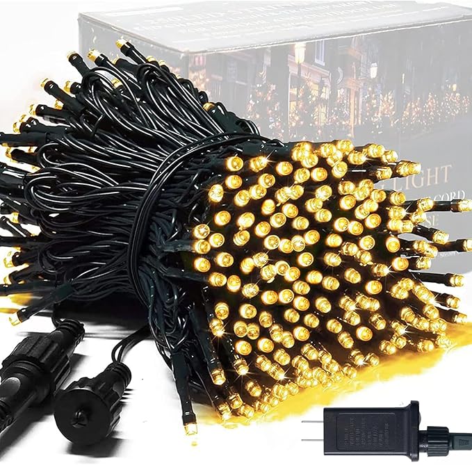 JMEXSUSS 250 LED Warm White Christmas Lights Outdoor Waterproof - 91.5ft Twinkle String Lights Indoor Plug in with 8 Modes for Bedroom Wedding Party Tree Garden Patio Decorations