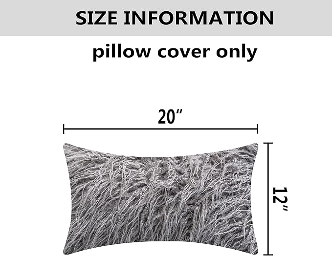 Home Brilliant Dark Grey Throw Pillow Covers Decorative Fur Oblong Throw Pillow Case Rectangle Cushion Cover, 2 Pcs, 12x20 Inches, 30x50cm