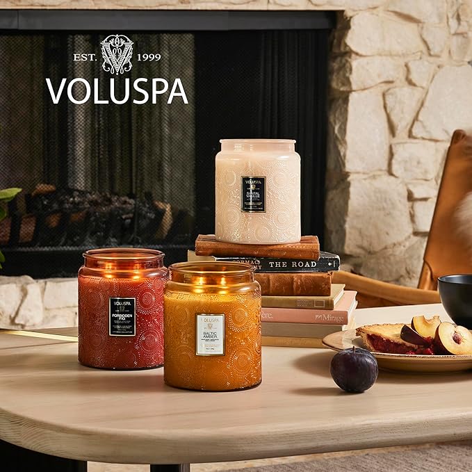 Voluspa Milk Rose, Large Candle Jar, 18 Ounce, 100 Hour Burn Time, Coconut Wax for Clean Burning, Handcrafted in The USA