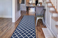 Custom Size Cut to Length Moroccan Trellis Design Runner Rug Mat For Wide Long Hallways with Non-Slip Rubber Backing, Better Traction for Pets, Prevent Slippage, Trellis Navy Blue, 31 inch X 10 feet