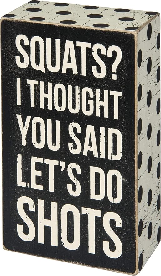 Primitives by Kathy 31074 Polka Dot Trimmed Box Sign, 3 x 5, Squats Shots