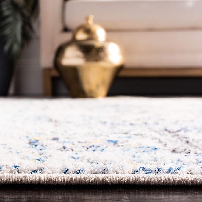 SAFAVIEH Madison Collection Area Rug - 3' Square, Turquoise & Ivory, Snowflake Medallion Distressed Design, Non-Shedding & Easy Care, Ideal for High Traffic Areas in Living Room, Bedroom (MAD603K)
