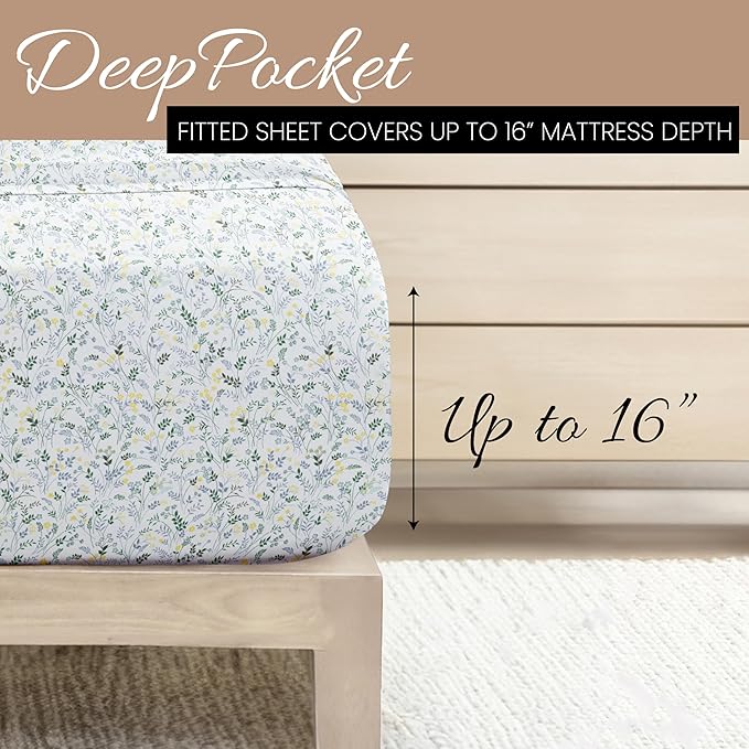Linen Market Double-Brushed Patterned Microfiber Twin Sheet Set 3 Piece – Oeko-TEX Certified Ultra Soft & Wrinkle-Free - 16" Deep Pocket Sheets - Easy Care Twin Size - Wildflower Light Blue