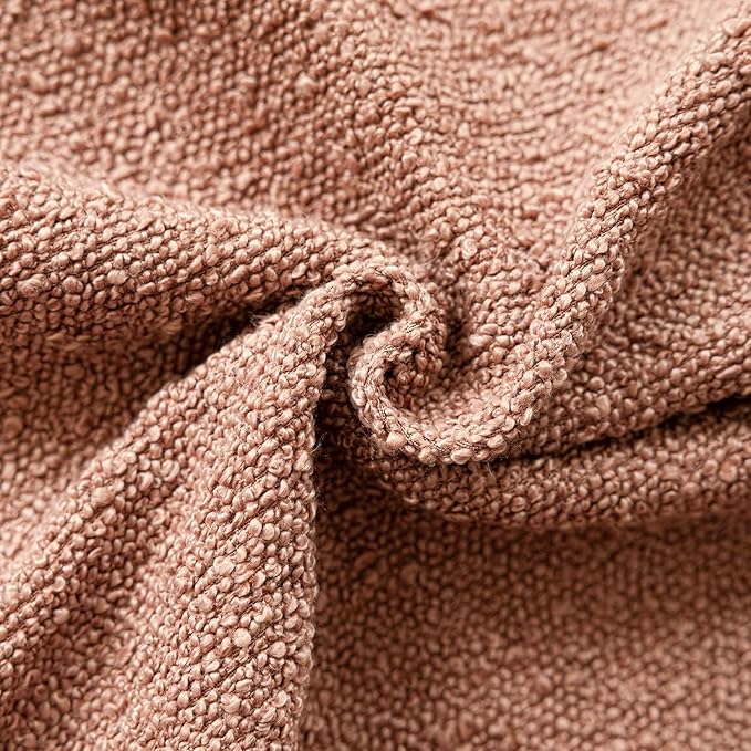 Foindtower Decorative Textured Boucle Throw Pillow Covers Accent Solid Pillow Cases Neutral Soft Cozy Couch Cushion Case for Chair Sofa Bedroom Living Room Home Decor 26x26 Inch,1PC,Dusty Orange Hazel