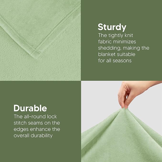 Utopia Bedding Fleece Blanket Throw Size Sage Green 300GSM Luxury Anti-Static Fuzzy Soft Microfiber Blanket for Couch, Sofa and Bed (60x50 Inch)