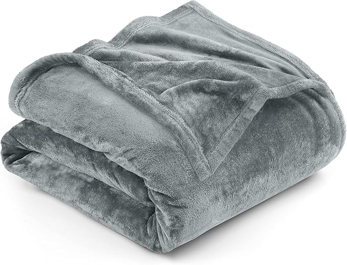 Utopia Bedding Fleece Blanket Queen Size Ash Grey 300GSM Luxury Fuzzy Soft Anti-Static Microfiber Bed Blanket (90x90 Inch)