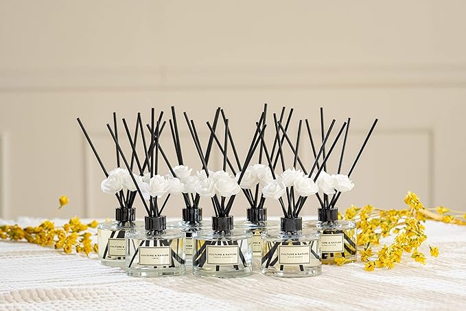 CULTURE & NATURE Reed Diffuser Set 6.7oz (200ml) Musky Sage Scented Diffuser with Sticks Home Fragrance Reed Diffuser for Bathroom Shelf Decor
