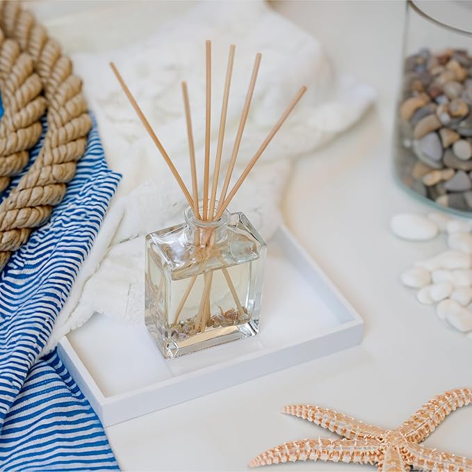 Urban Naturals Ocean Mist & Sea Salt Reed Diffuser Set – Made with Essential Oils & Real Botanicals – Sleek Rectangular Refillable Glass Bottle – Made in The USA