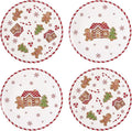 Bico Traditional Gingerbread Man Dinner Plates Set of 4, 11 Inch Large Ceramic Plates for Pasta, Steak, Stylish Serving Dishes, Microwave and Dishwasher Safe, Gift for Housewarming and Christmas