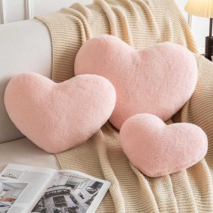 Xiashrk Heart Pillow, Heart Shaped Pillow for Bed Couch, Soft Decorative Heart Throw Pillow, Cute Decorate Pillows, Heart Pillows for Bedroom Living Room (Pink, Medium 15.7"x11.8")