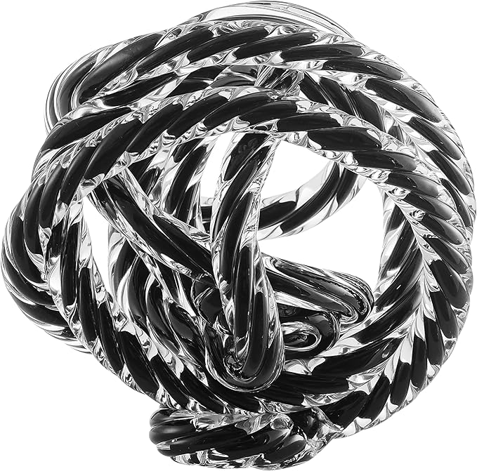 Danya B Nox Modern Glass Knot Loop Abstract Tabletop Sculpture - Smooth Light Purple or Textured Black Rope (Textured Black Rope)